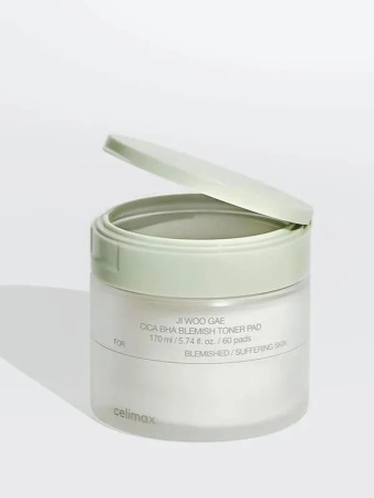 Тонизирующие пилинг-пэды для проблемной кожи с BHA-кислотами Celimax Ji Woo Gae Cica BHA Blemish Toner Pad 170мл (60 шт)