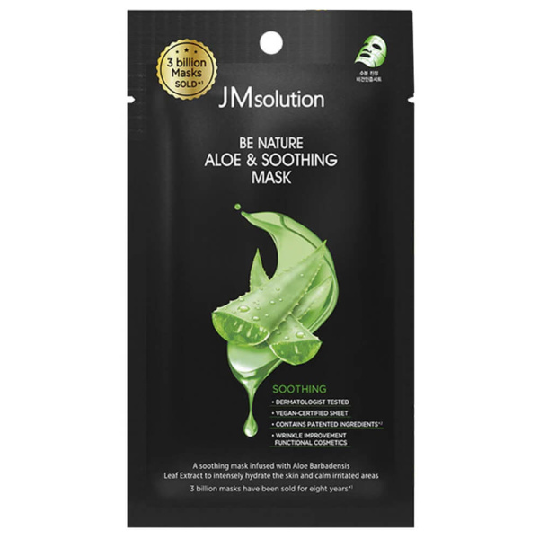 Тканевая маска успокаивающая с экстрактом алоэ JMsolution Be Nature Aloe Soothing Mask 24 мл, 10 шт