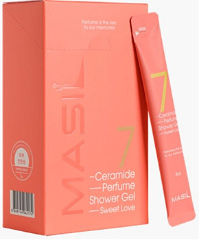 MAS Гель для душа с пудровым ароматом ириса MASIL 7 Ceramide Perfume Shower Gel Sweet Love 8мл